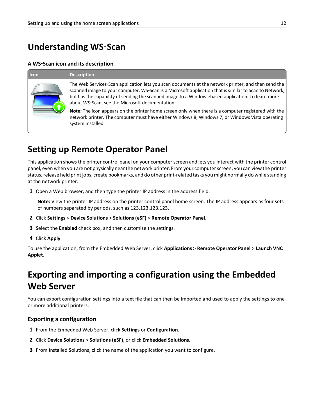 Lexmark 26GT220, X548DE manual Understanding WS‑Scan, Setting up Remote Operator Panel 