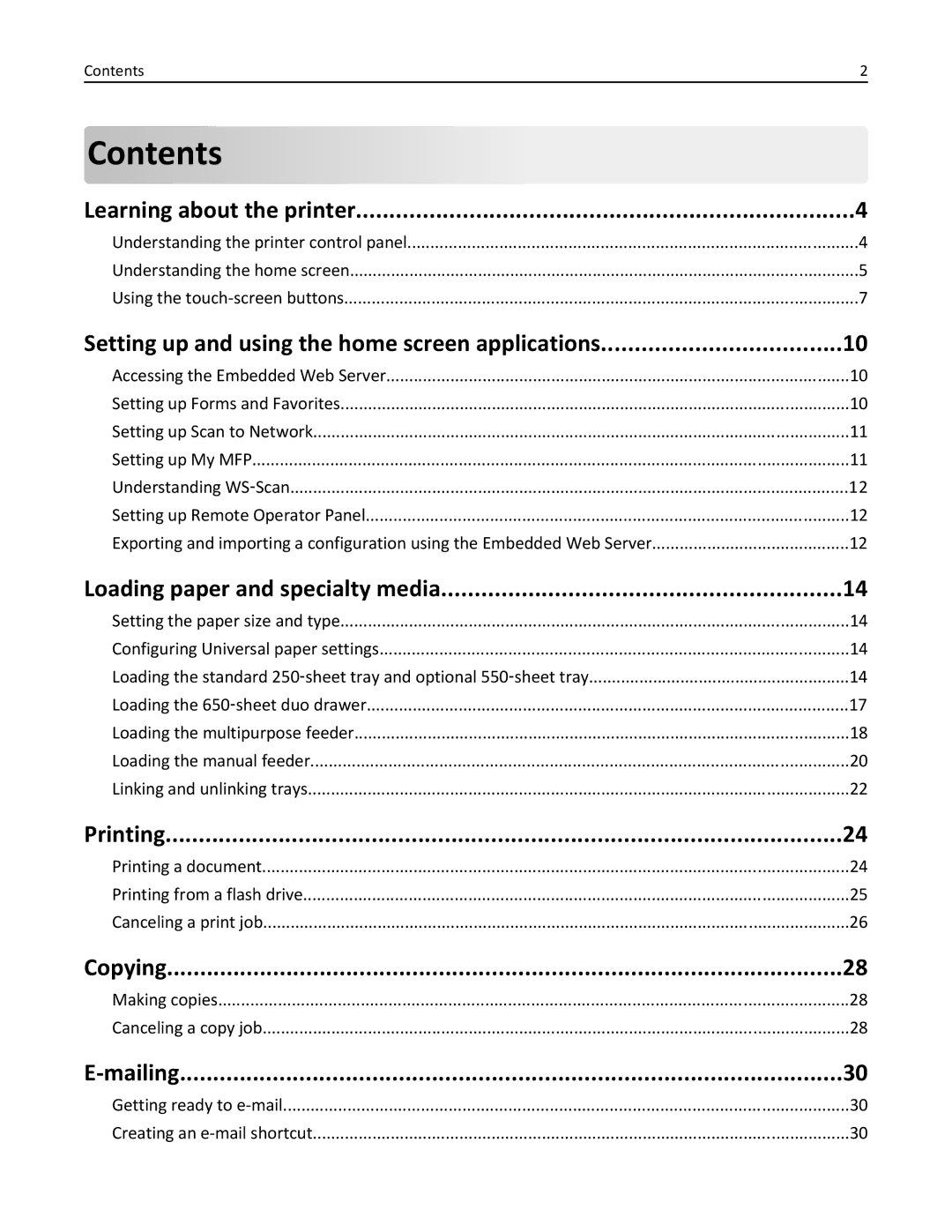 Lexmark 26GT220, X548DE manual Contents 