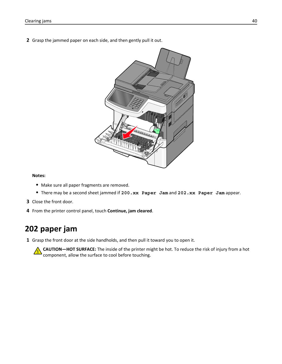 Lexmark 26GT220, X548DE manual Paper jam 