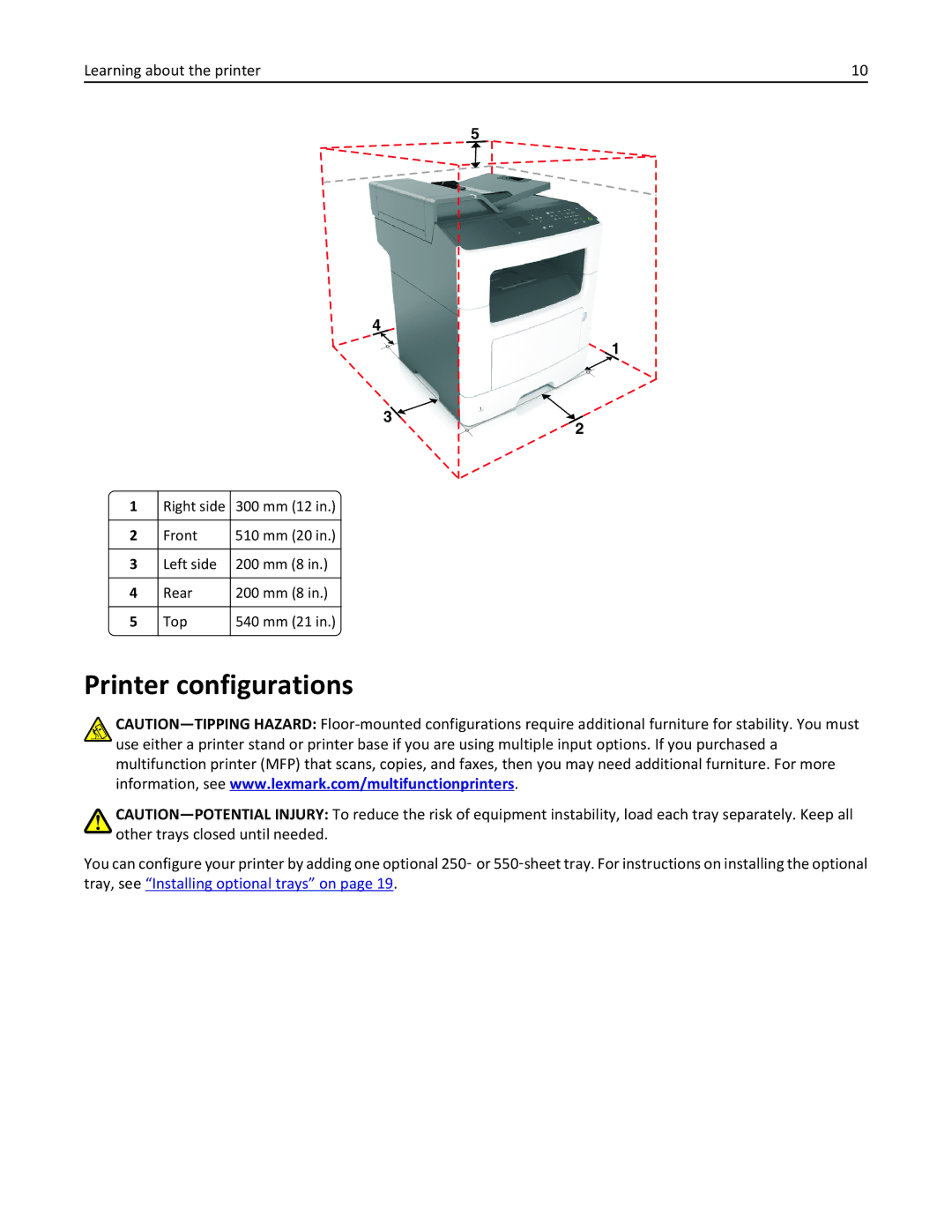 Lexmark 279 manual Printer configurations 