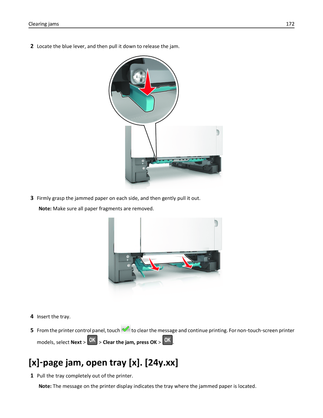 Lexmark 279 manual ‑page jam, open tray x y.xx 