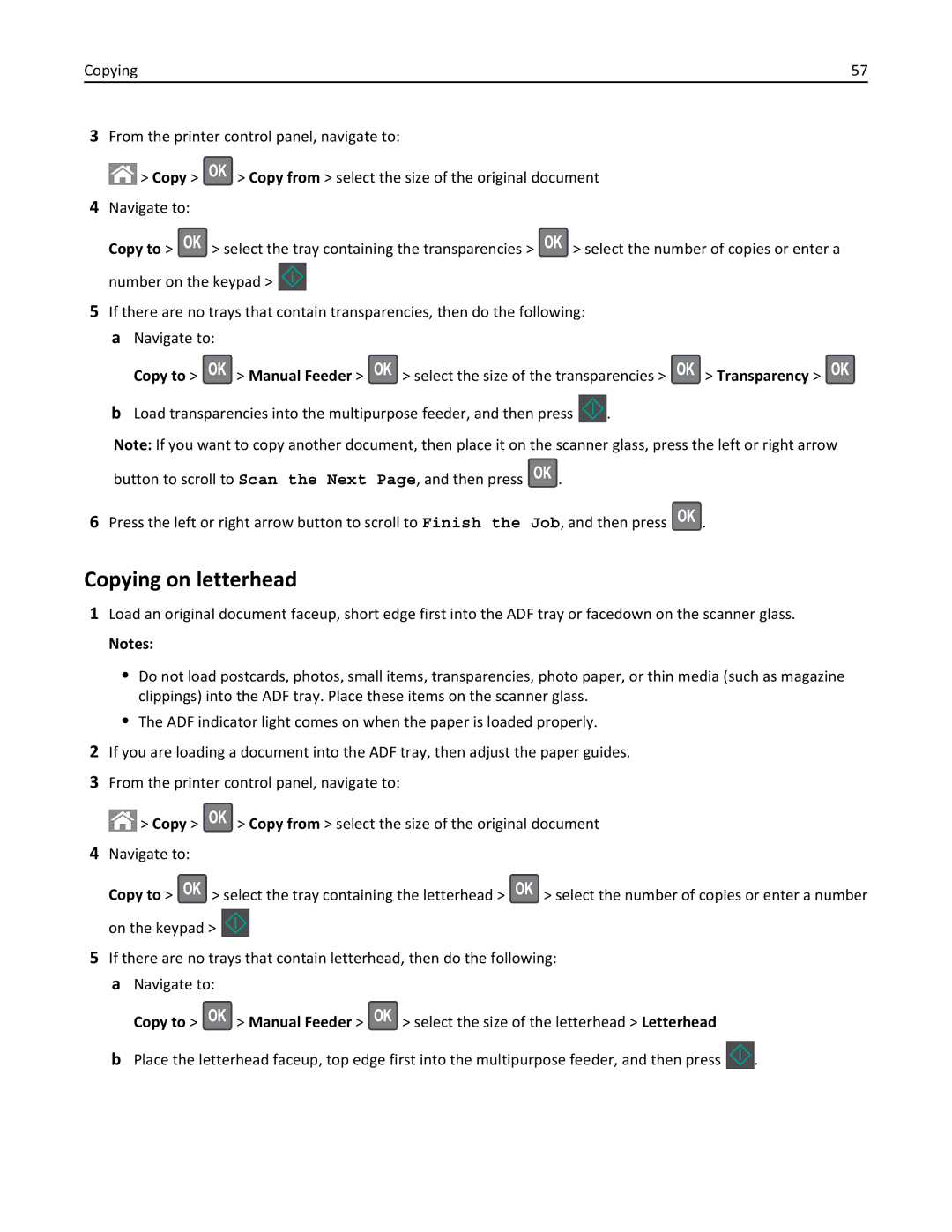 Lexmark 279 manual Copying on letterhead 