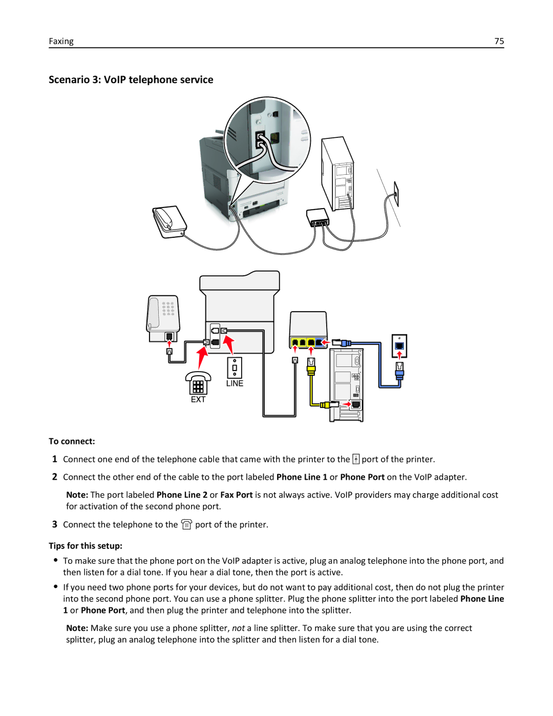 Lexmark 279 manual Scenario 3 VoIP telephone service 