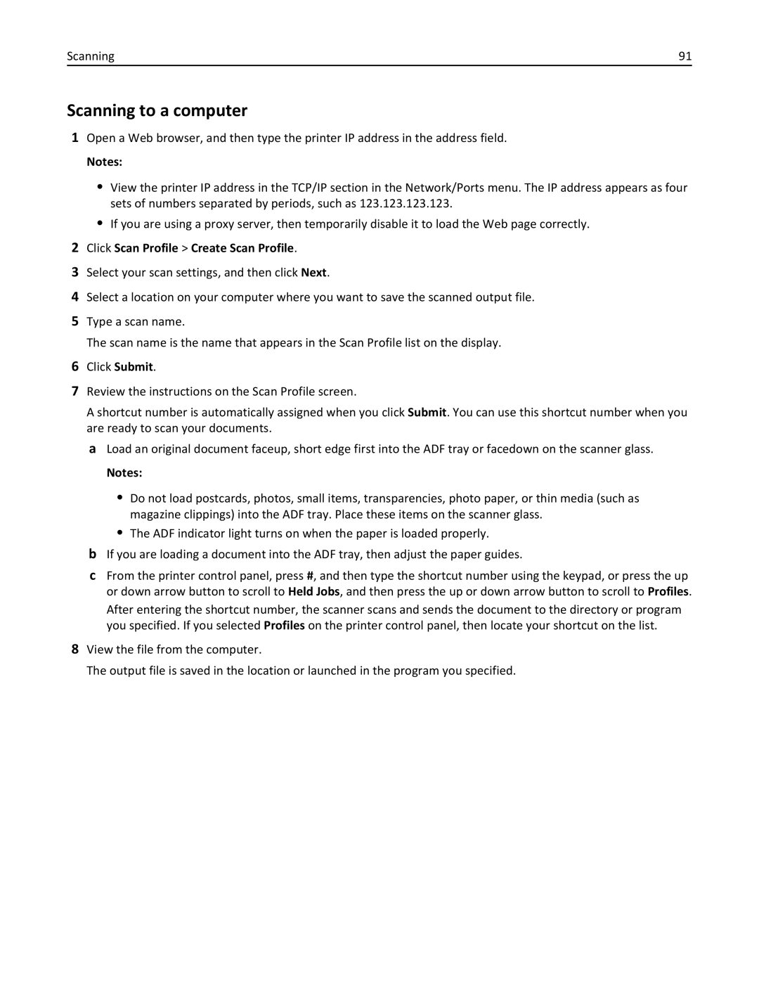 Lexmark 279 manual Scanning to a computer, Click Scan Profile Create Scan Profile 