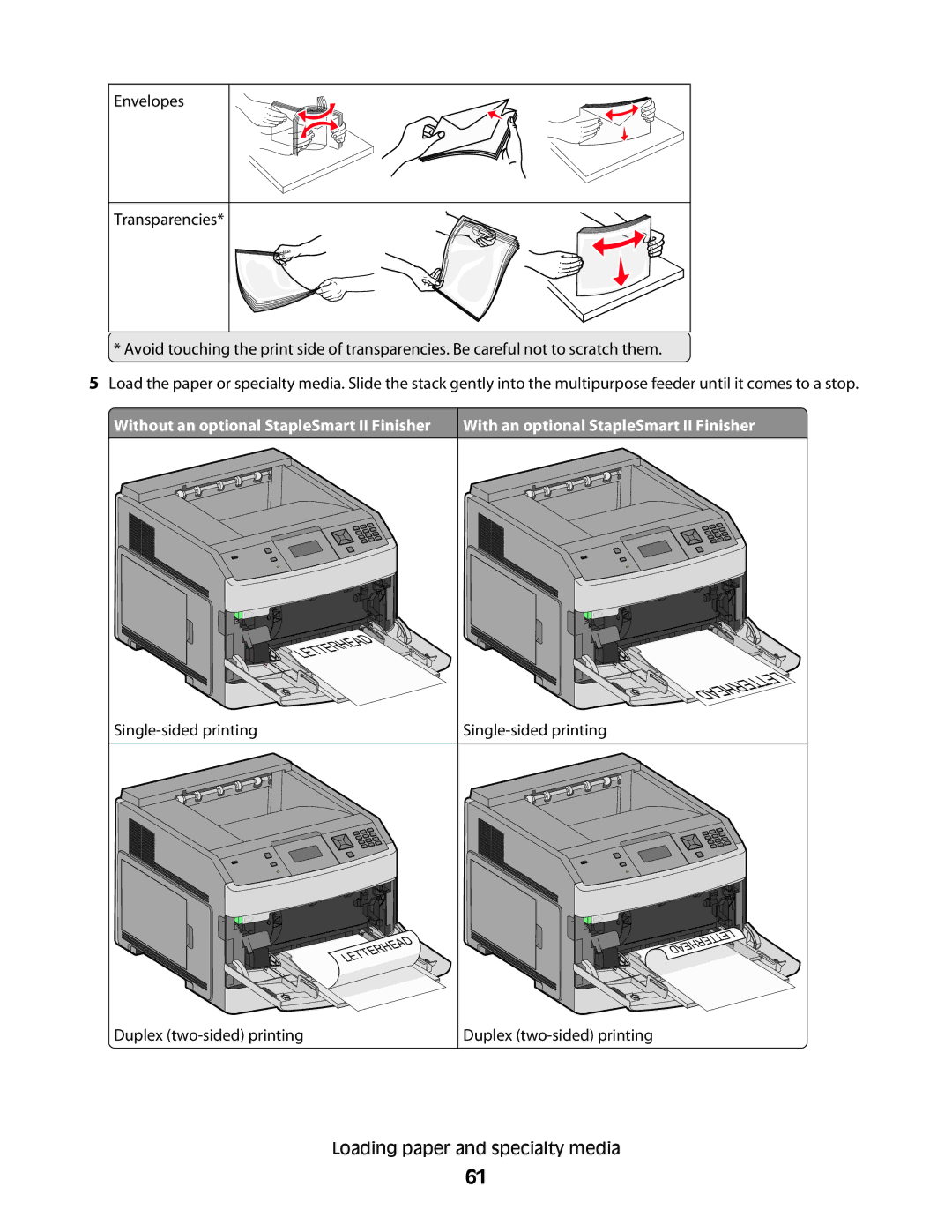 Lexmark 30G0108, 30G2127, 30G0210, 30G0200, 30G2259, 30G0100, 30G0213, 30G0300, 30G2000 With an optional StapleSmart II Finisher 