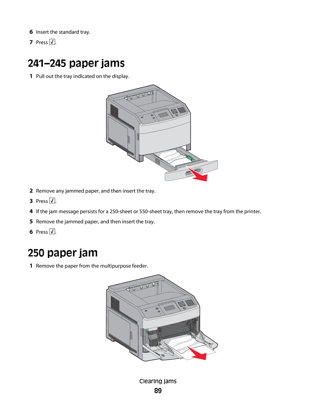 Lexmark 30G0310, 30G2127, 30G0108, 30G0210, 30G0200, 30G2259, 30G0100, 30G0213, 30G0300, 30G2000, 650dtn, 652dtn, 654dn Paper jams 