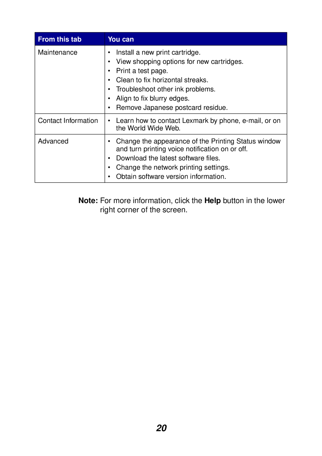 Lexmark 3100 manual From this tab You can 