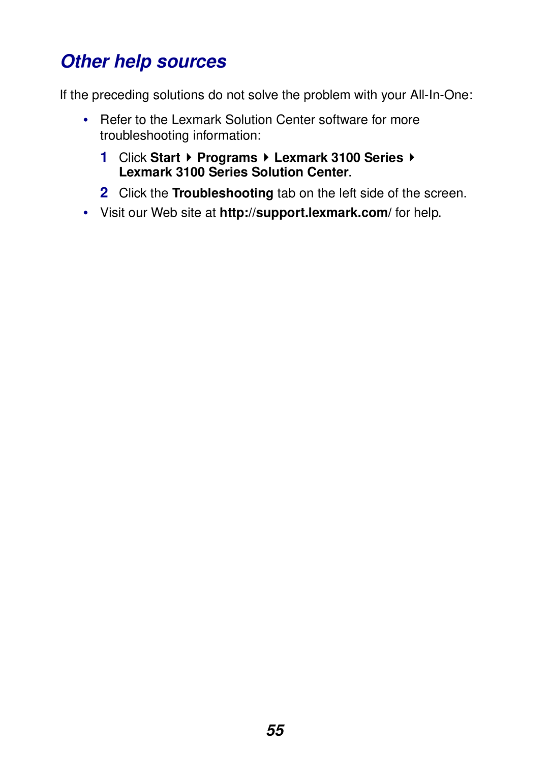 Lexmark 3100 manual Other help sources 