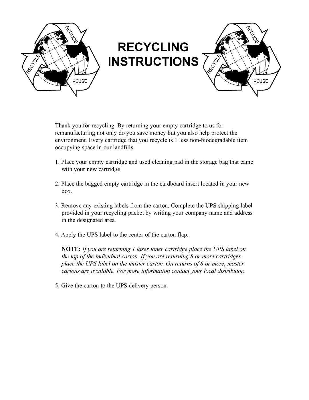 Lexmark 312 installation instructions Recycling Instructions 