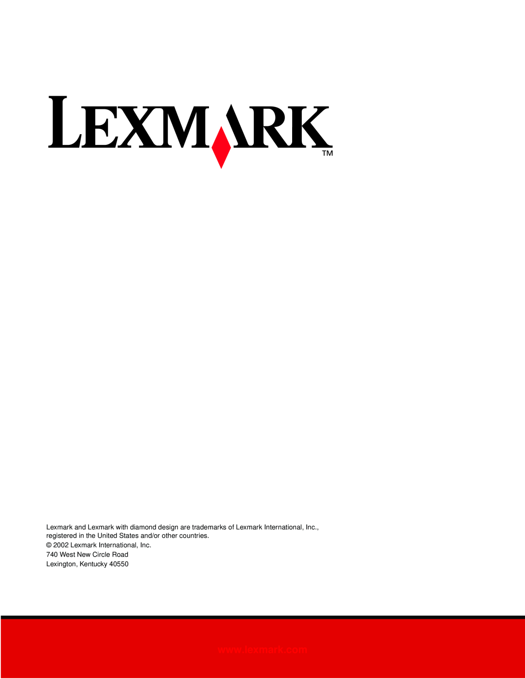 Lexmark 3200 manual Lexmark International, Inc 740 West New Circle Road, Lexington, Kentucky 