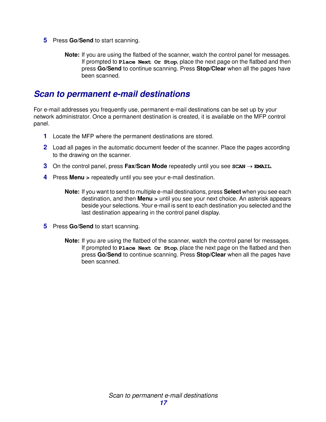 Lexmark 3200 manual Scan to permanent e-mail destinations 