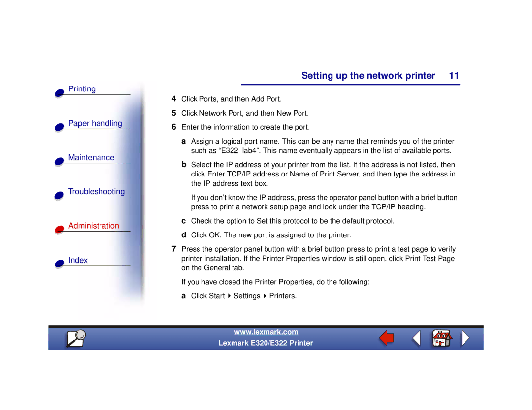 Lexmark 320, 322 setup guide Setting up the network printer 