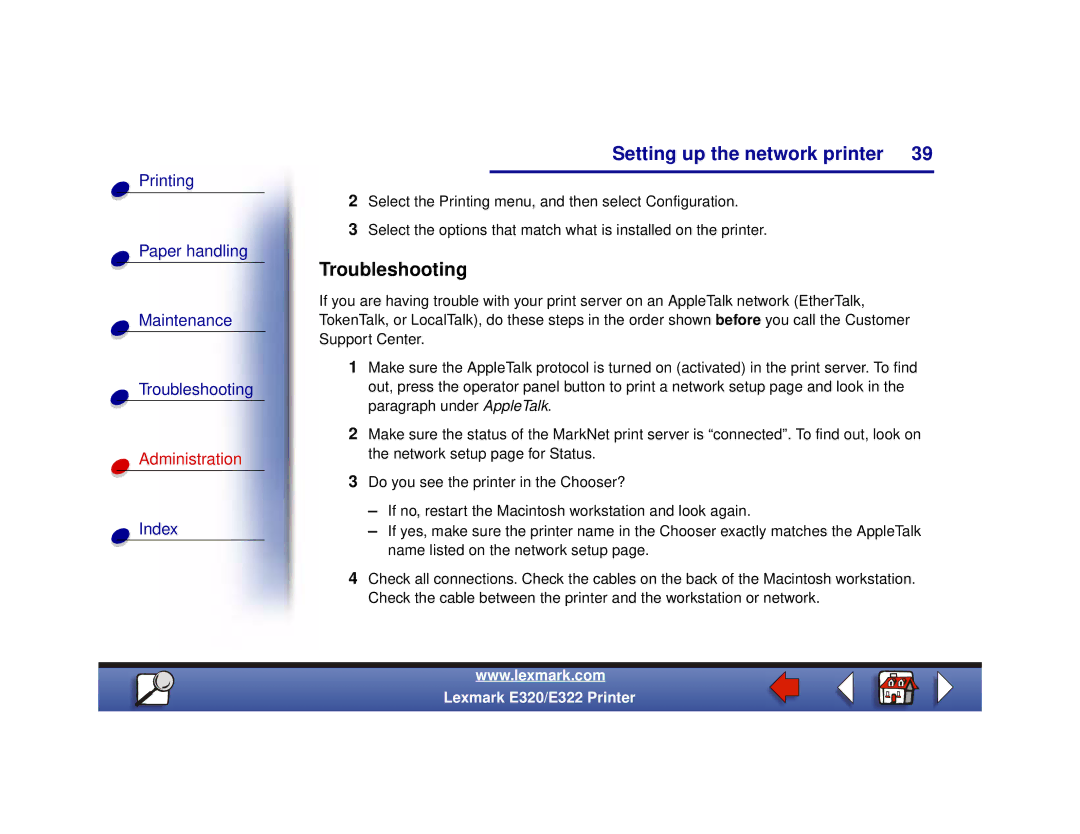 Lexmark 320, 322 setup guide Troubleshooting 