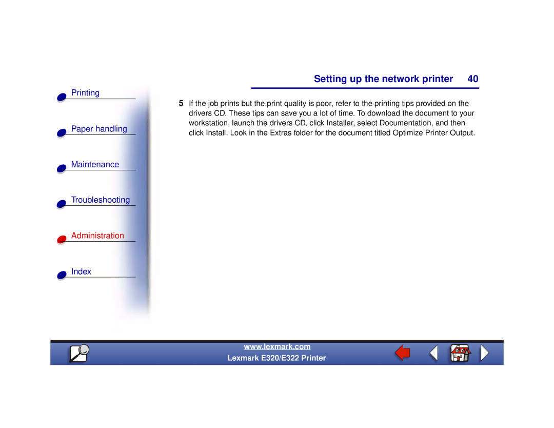 Lexmark 322, 320 setup guide Setting up the network printer 