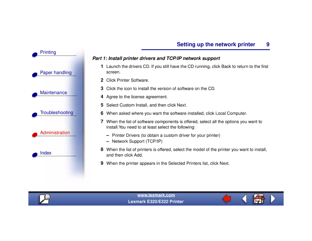 Lexmark 320, 322 setup guide Part 1 Install printer drivers and TCP/IP network support 