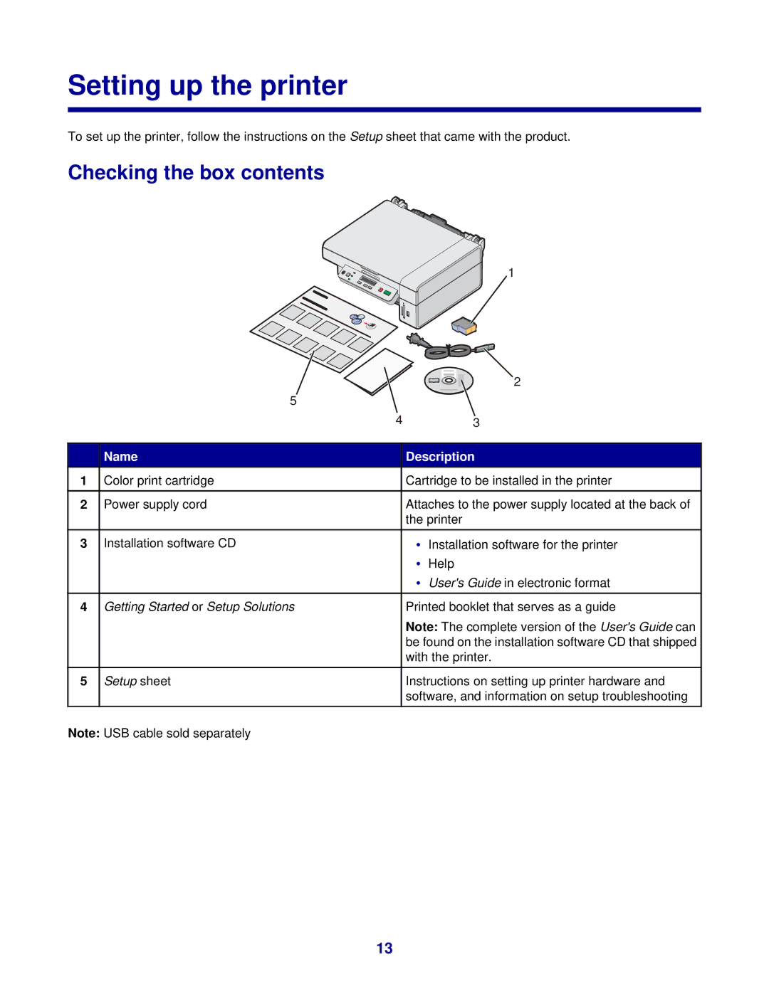 Lexmark 3400 Series manual Setting up the printer, Checking the box contents 