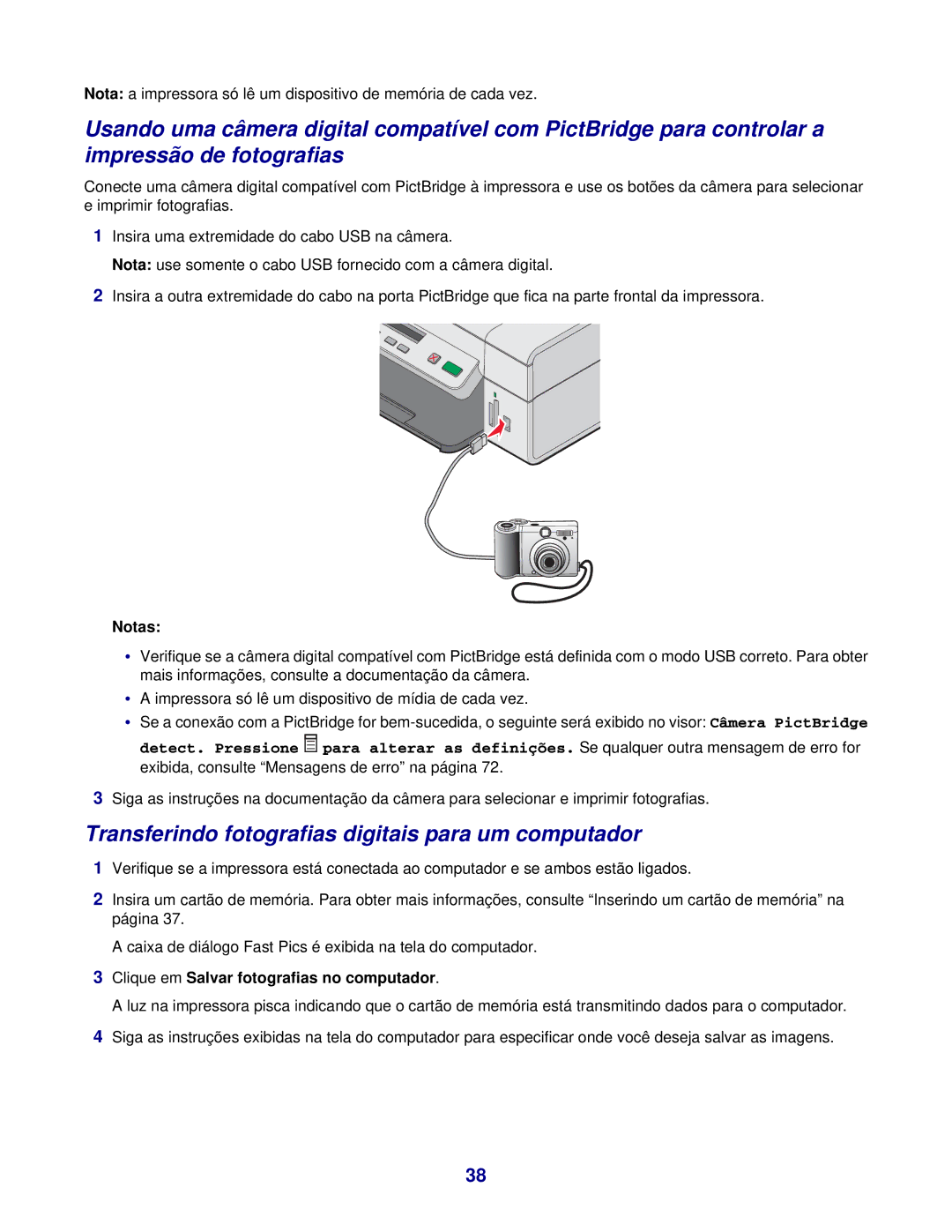 Lexmark 3400 manual Transferindo fotografias digitais para um computador, Clique em Salvar fotografias no computador 