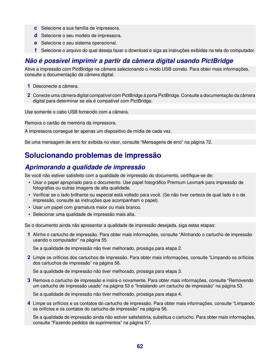 Lexmark 3400 manual Solucionando problemas de impressão, Aprimorando a qualidade de impressão 