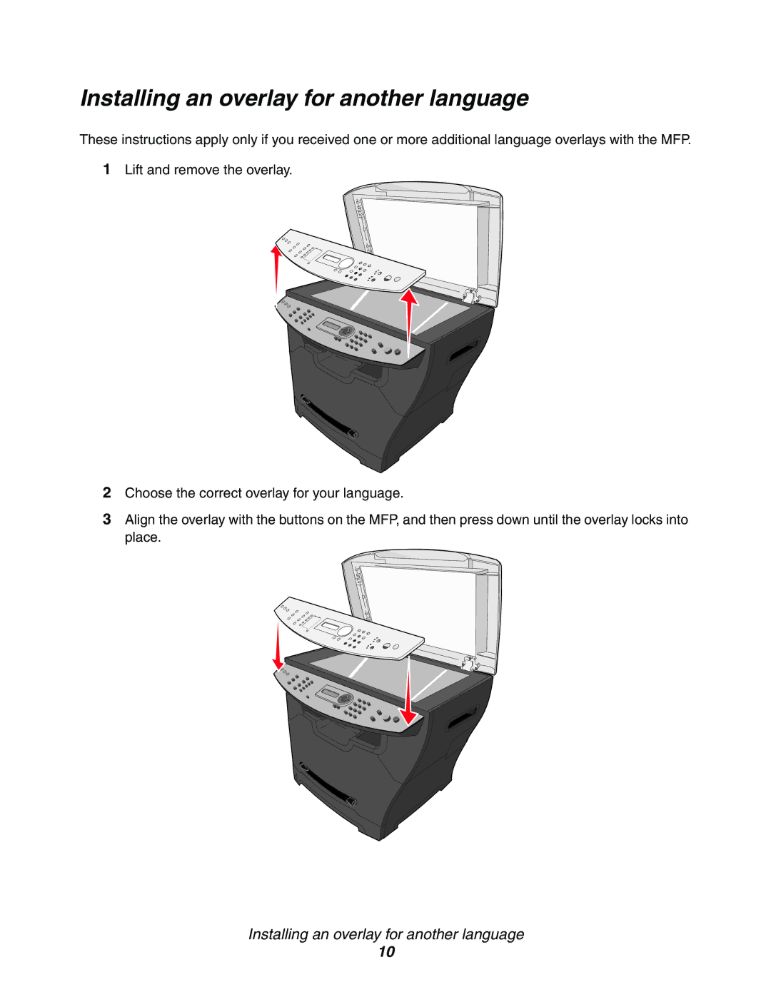 Lexmark X340, 340n, X342n manual Installing an overlay for another language 