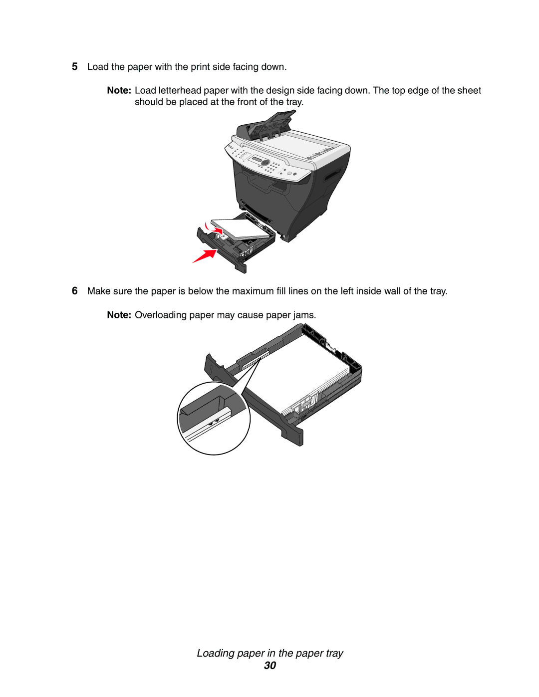 Lexmark 340n, X340, X342n manual Loading paper in the paper tray 