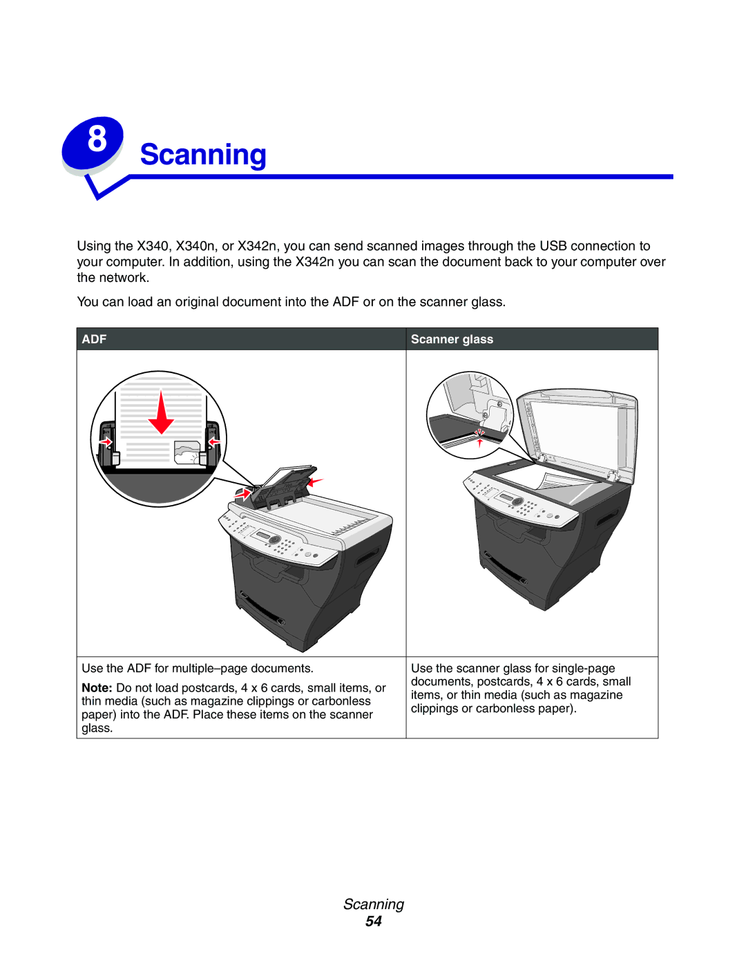 Lexmark 340n, X340, X342n manual Scanning 