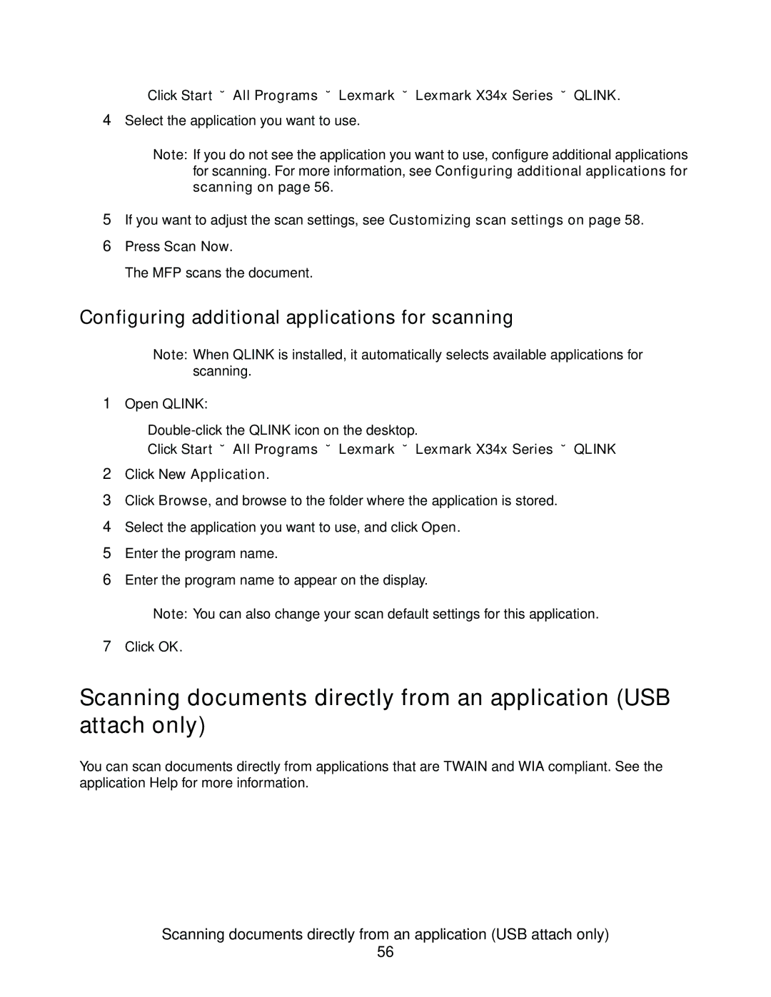 Lexmark X342n, 340n, X340 manual Configuring additional applications for scanning 