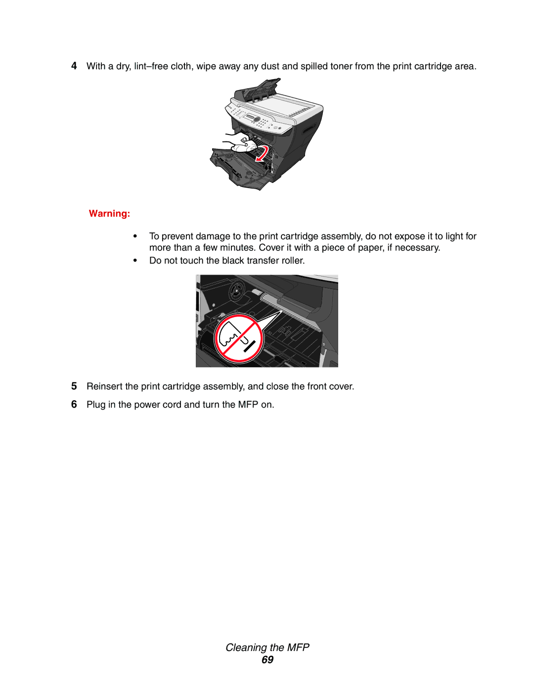 Lexmark 340n, X340, X342n manual Cleaning the MFP 