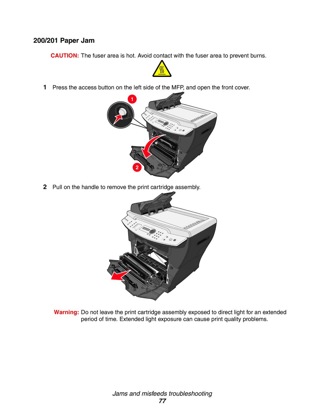 Lexmark X342n, 340n, X340 manual 200/201 Paper Jam 