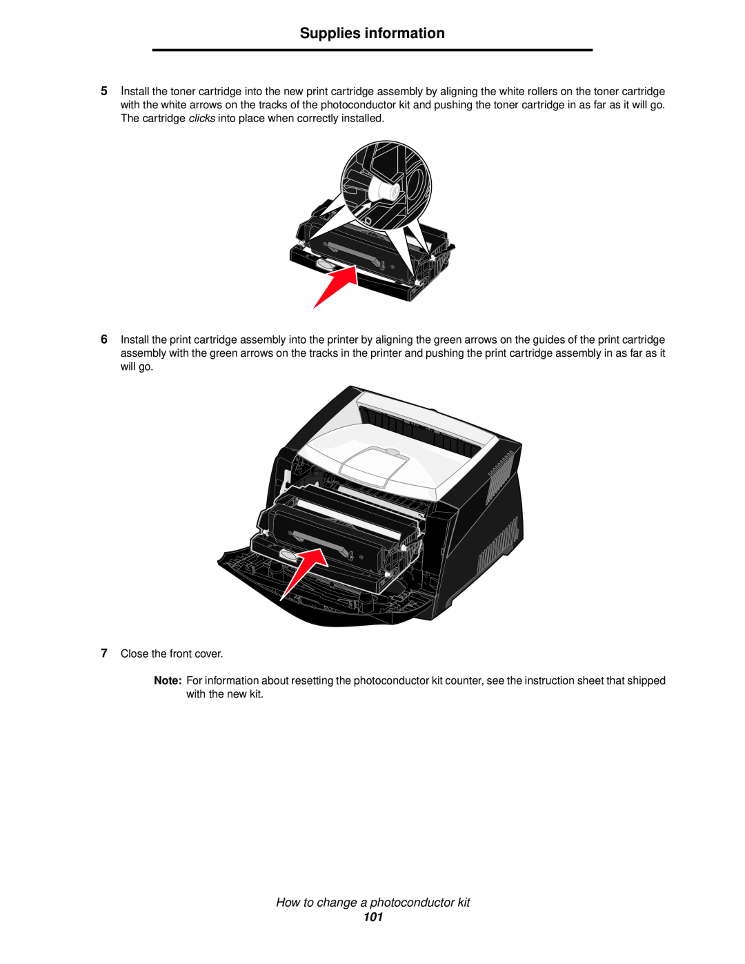 Lexmark 340, 342n manual Supplies information, How to change a photoconductor kit 