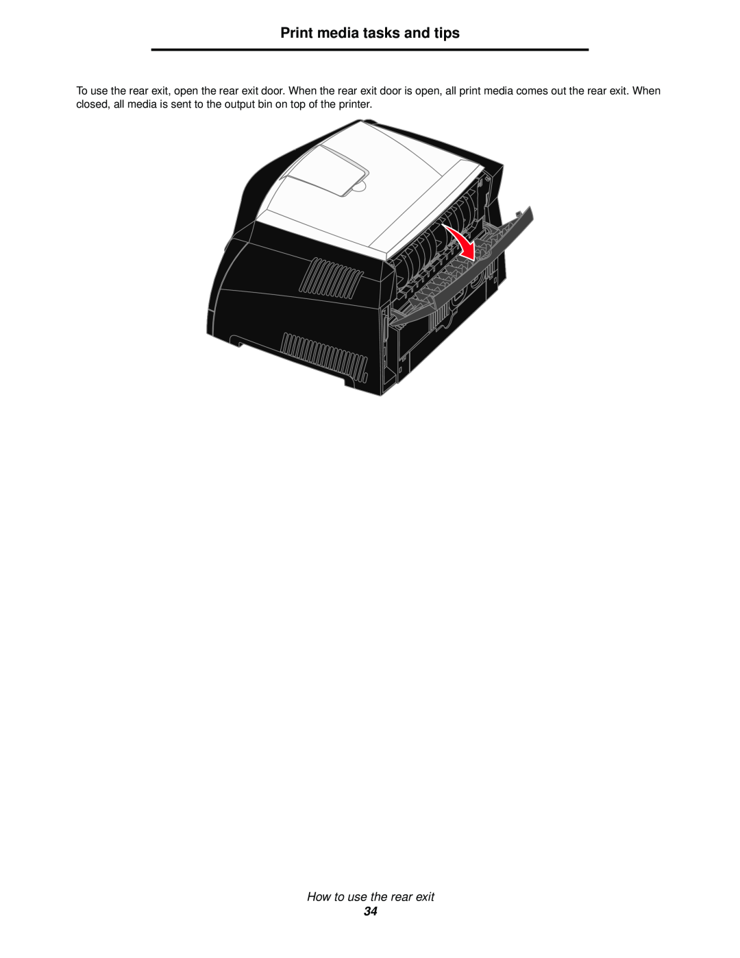 Lexmark 342n, 340 manual Print media tasks and tips, How to use the rear exit 
