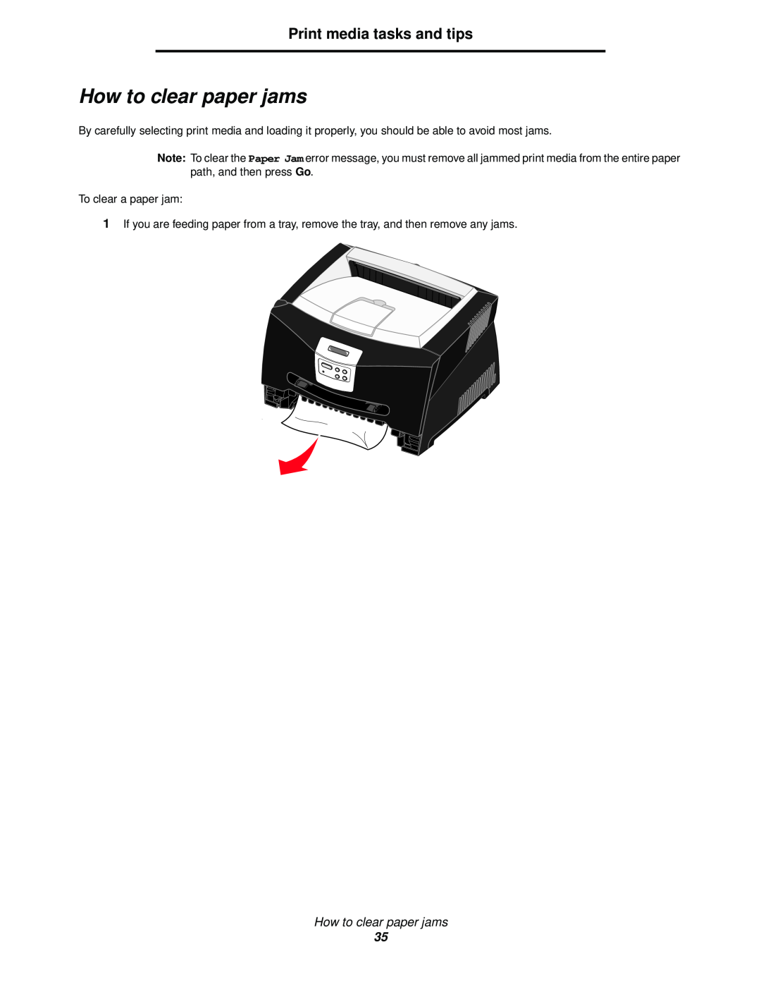 Lexmark 340, 342n manual How to clear paper jams, Print media tasks and tips 