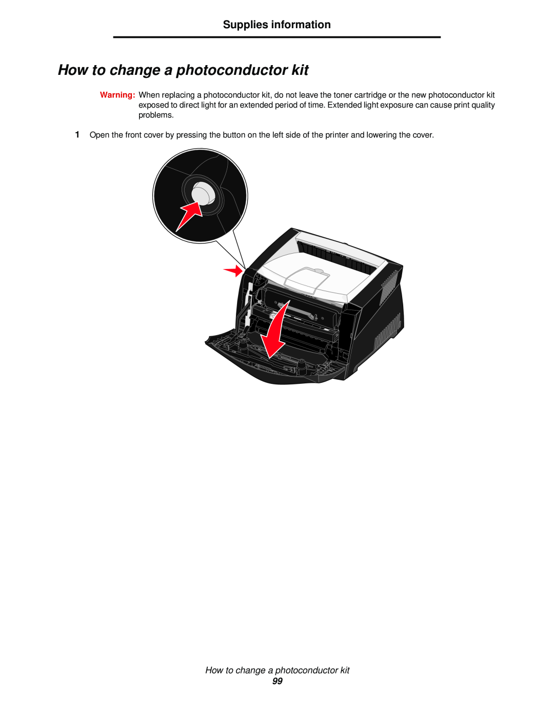 Lexmark 340, 342n manual How to change a photoconductor kit, Supplies information 