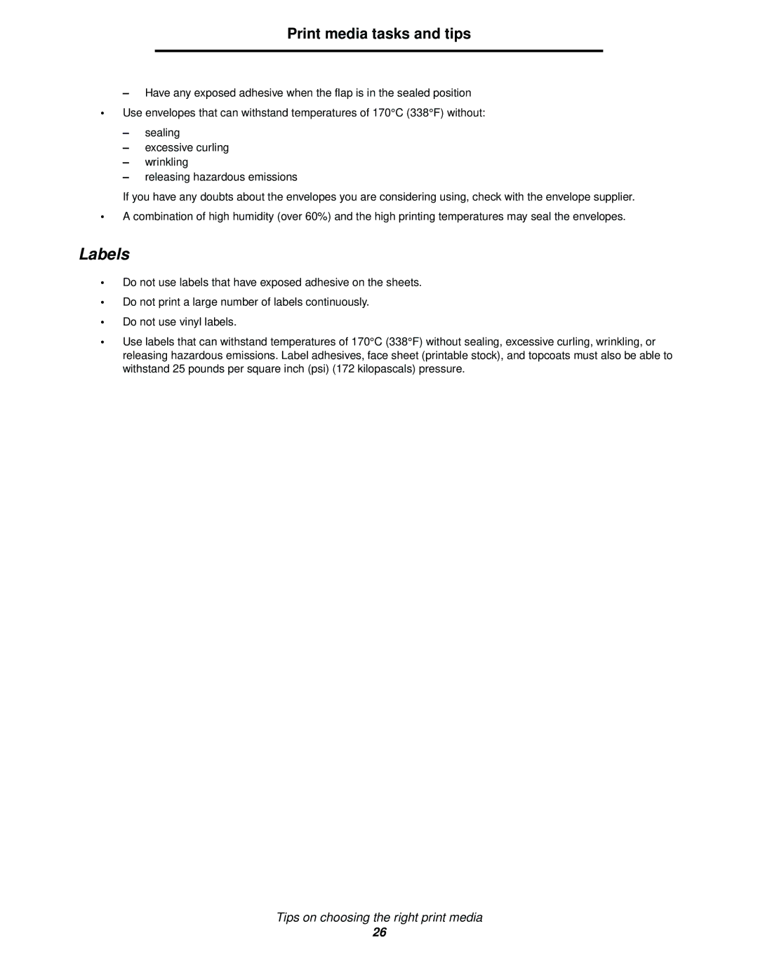 Lexmark 342n, 340 manual Labels 