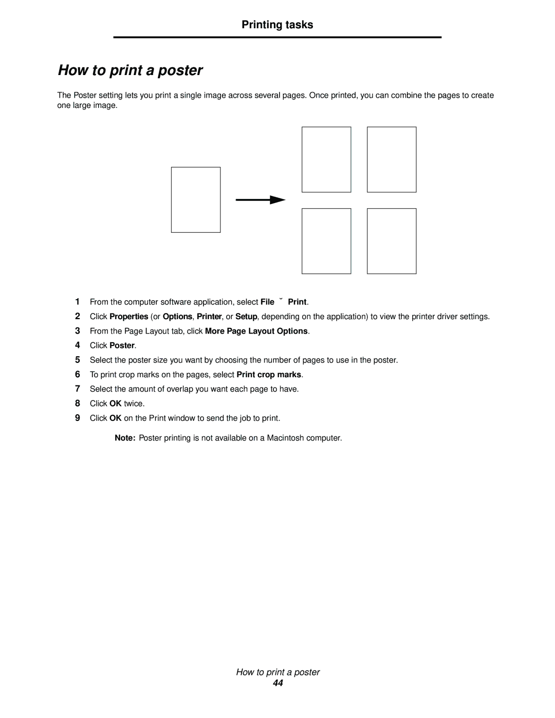 Lexmark 342n, 340 manual How to print a poster 