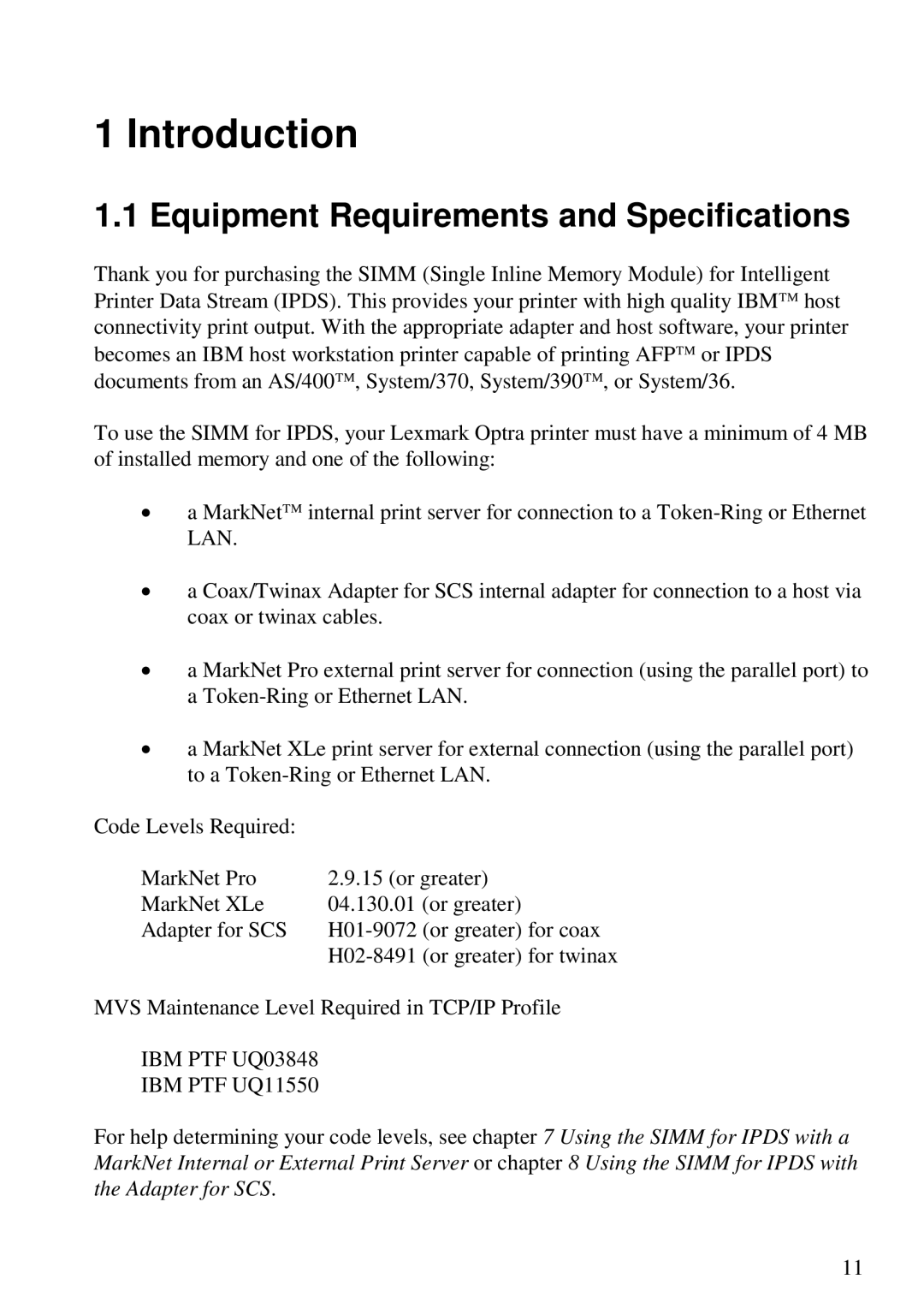 Lexmark 3455 manual Introduction, Equipment Requirements and Specifications 