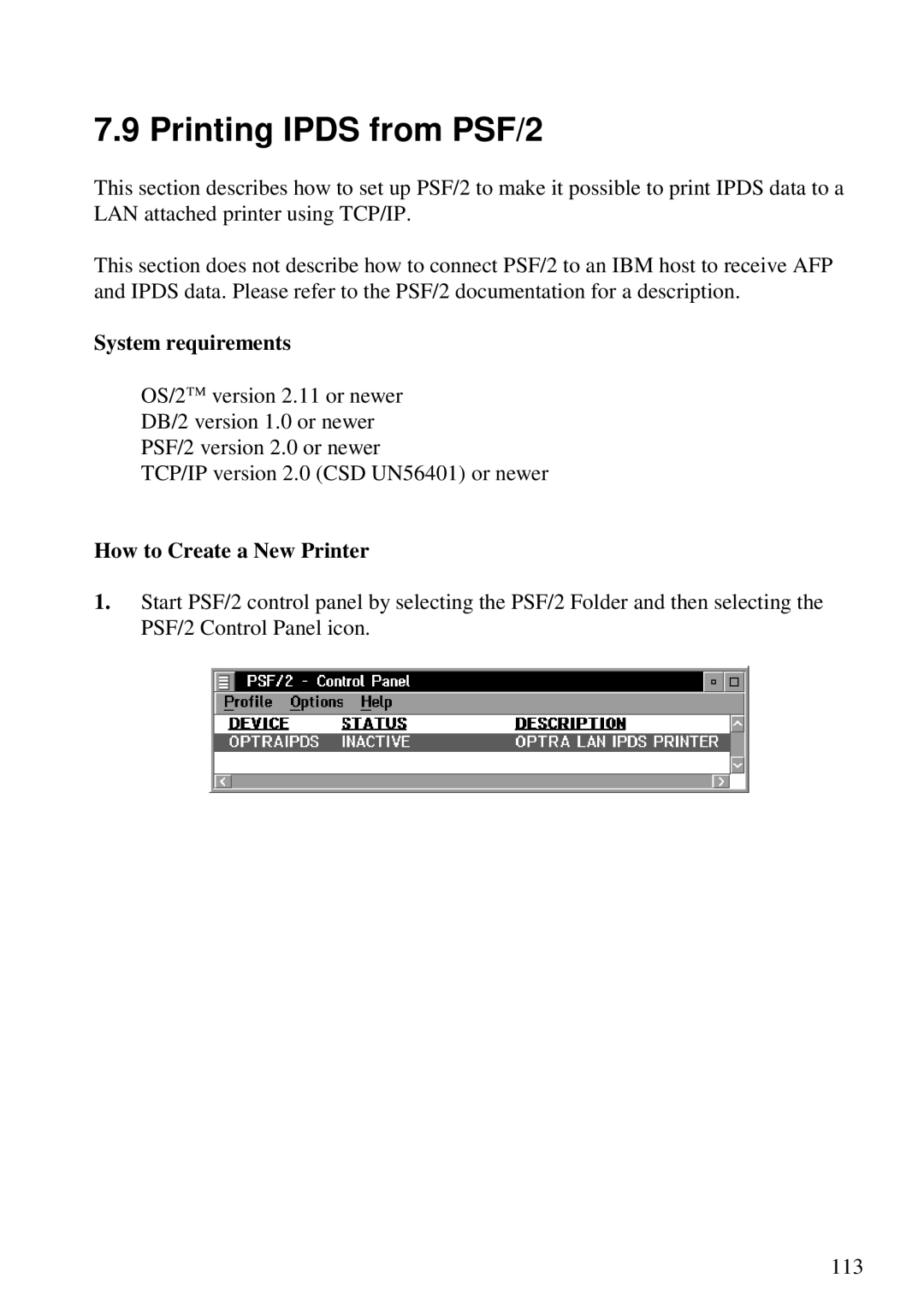 Lexmark 3455 manual Printing Ipds from PSF/2, System requirements, How to Create a New Printer 