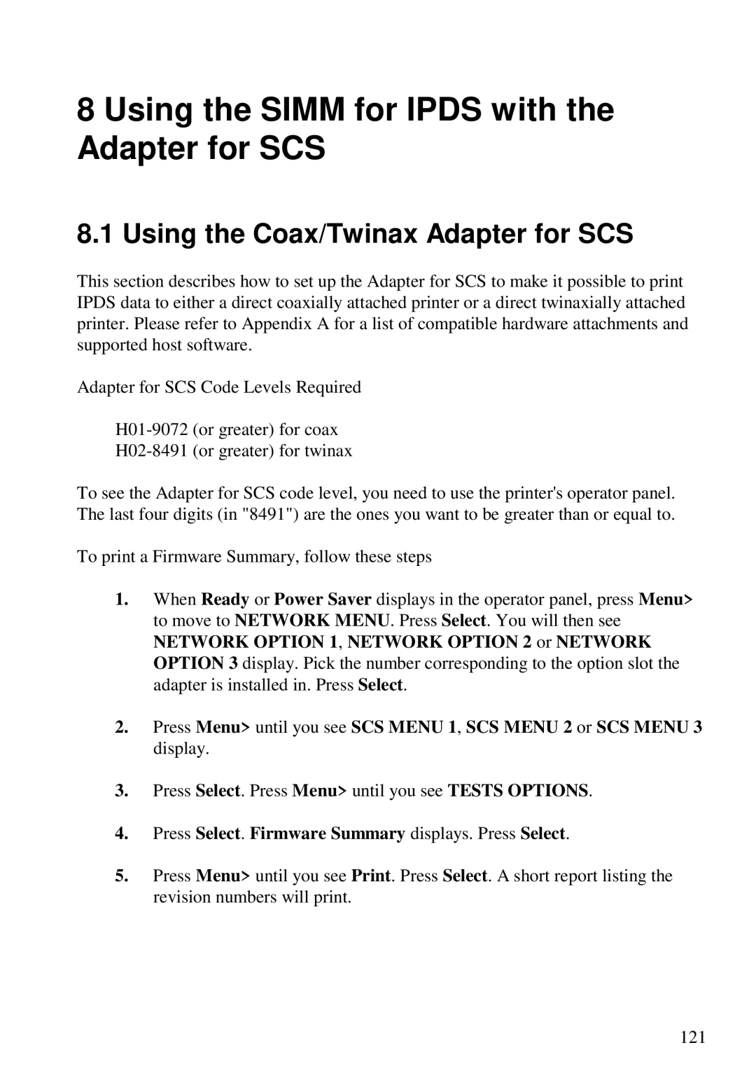 Lexmark 3455 manual Using the Simm for Ipds with the Adapter for SCS, Using the Coax/Twinax Adapter for SCS 