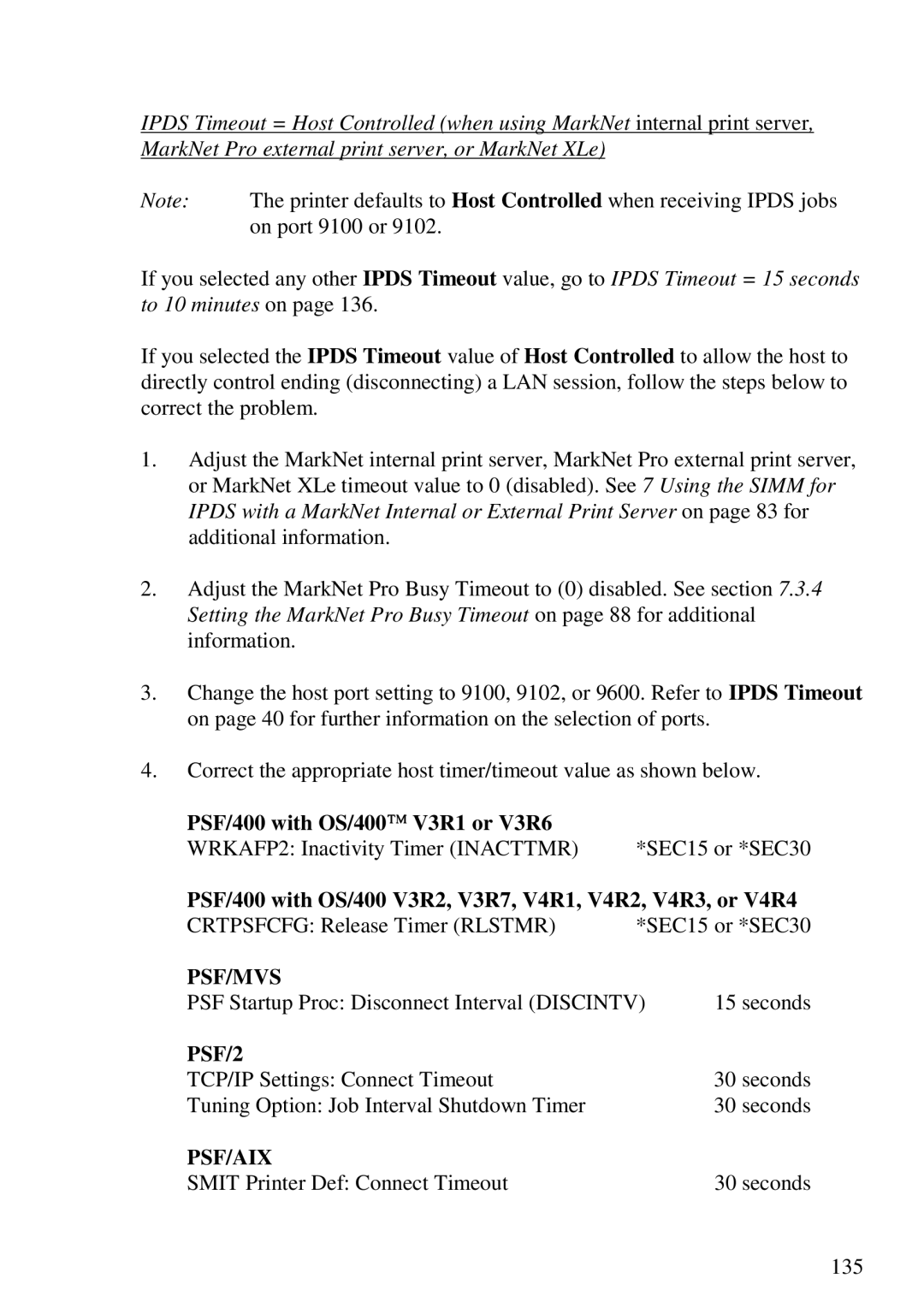 Lexmark 3455 manual PSF/400 with OS/400 V3R1 or V3R6, PSF/400 with OS/400 V3R2, V3R7, V4R1, V4R2, V4R3, or V4R4 