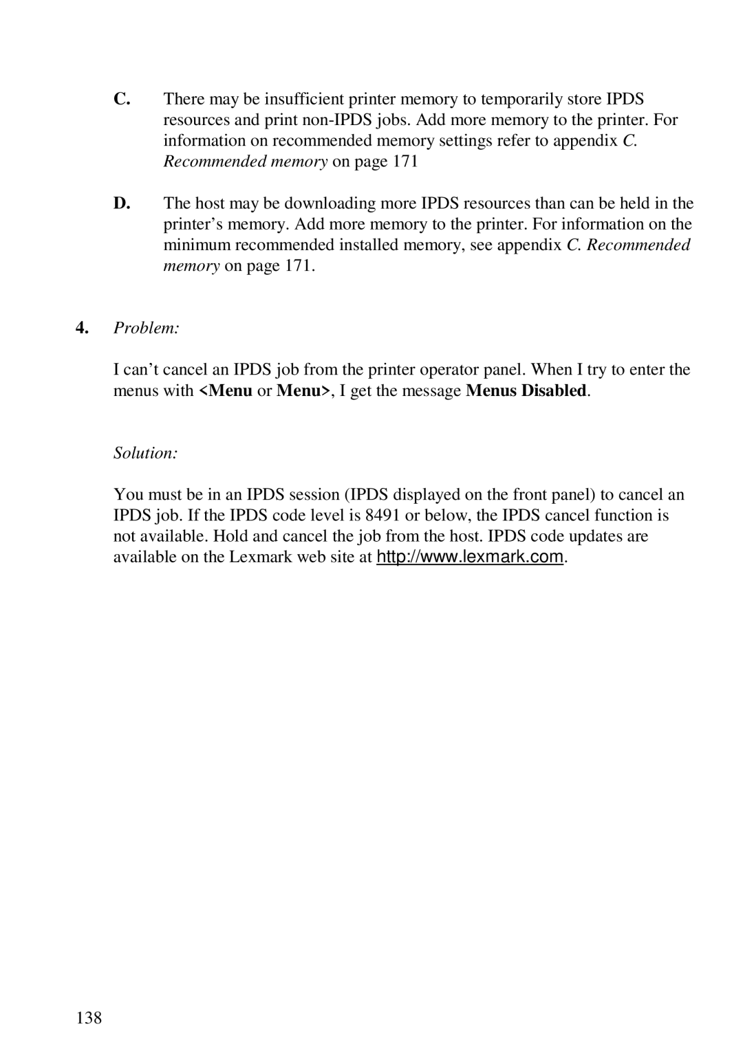 Lexmark 3455 manual 138 