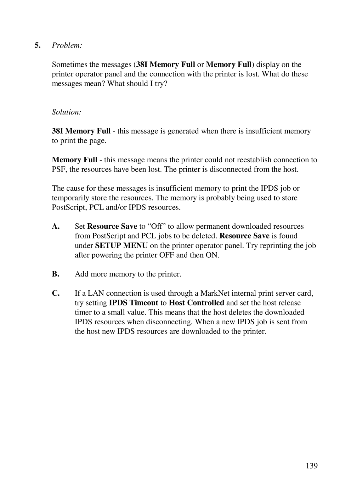 Lexmark 3455 manual Problem 