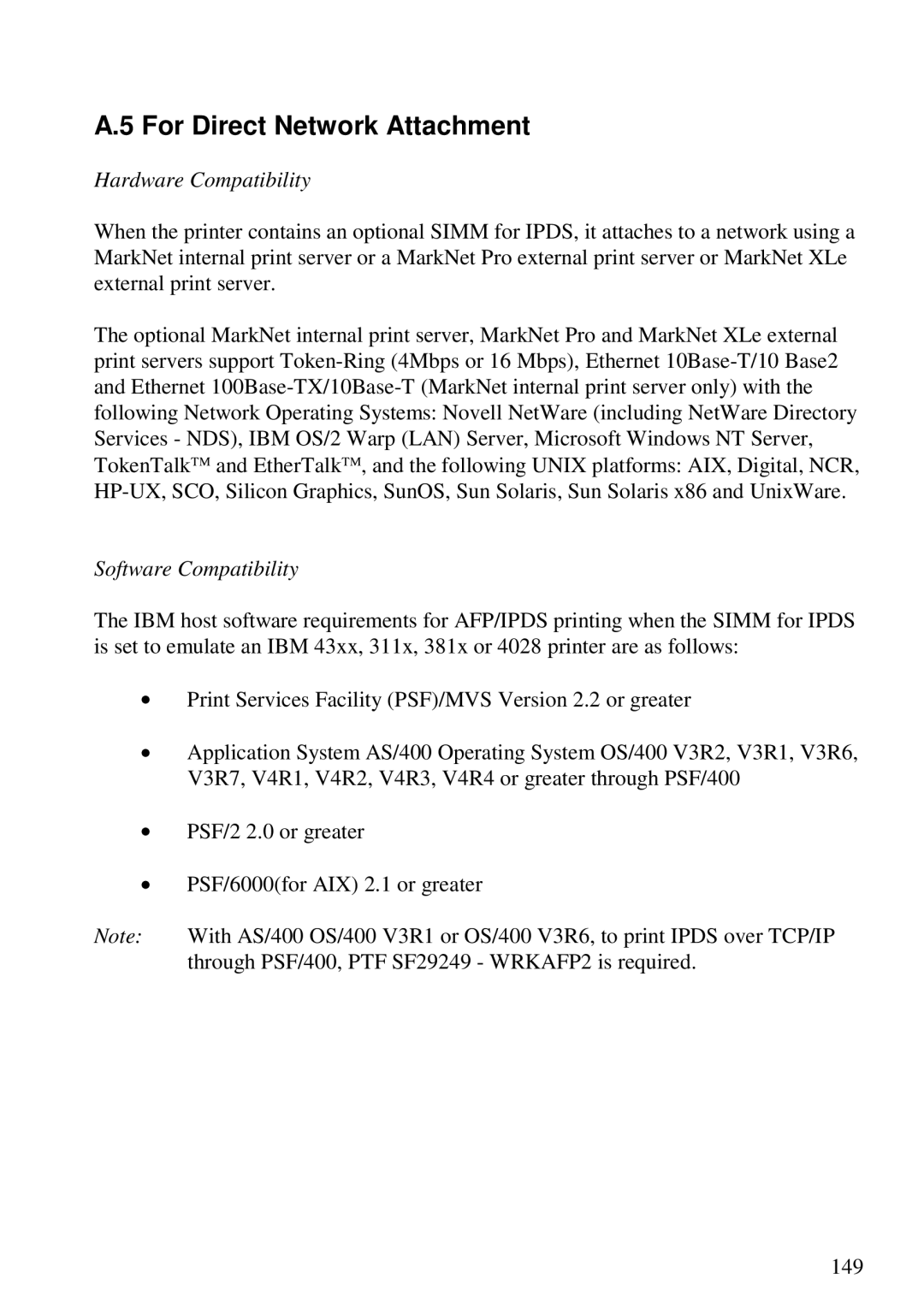 Lexmark 3455 manual For Direct Network Attachment, Hardware Compatibility 