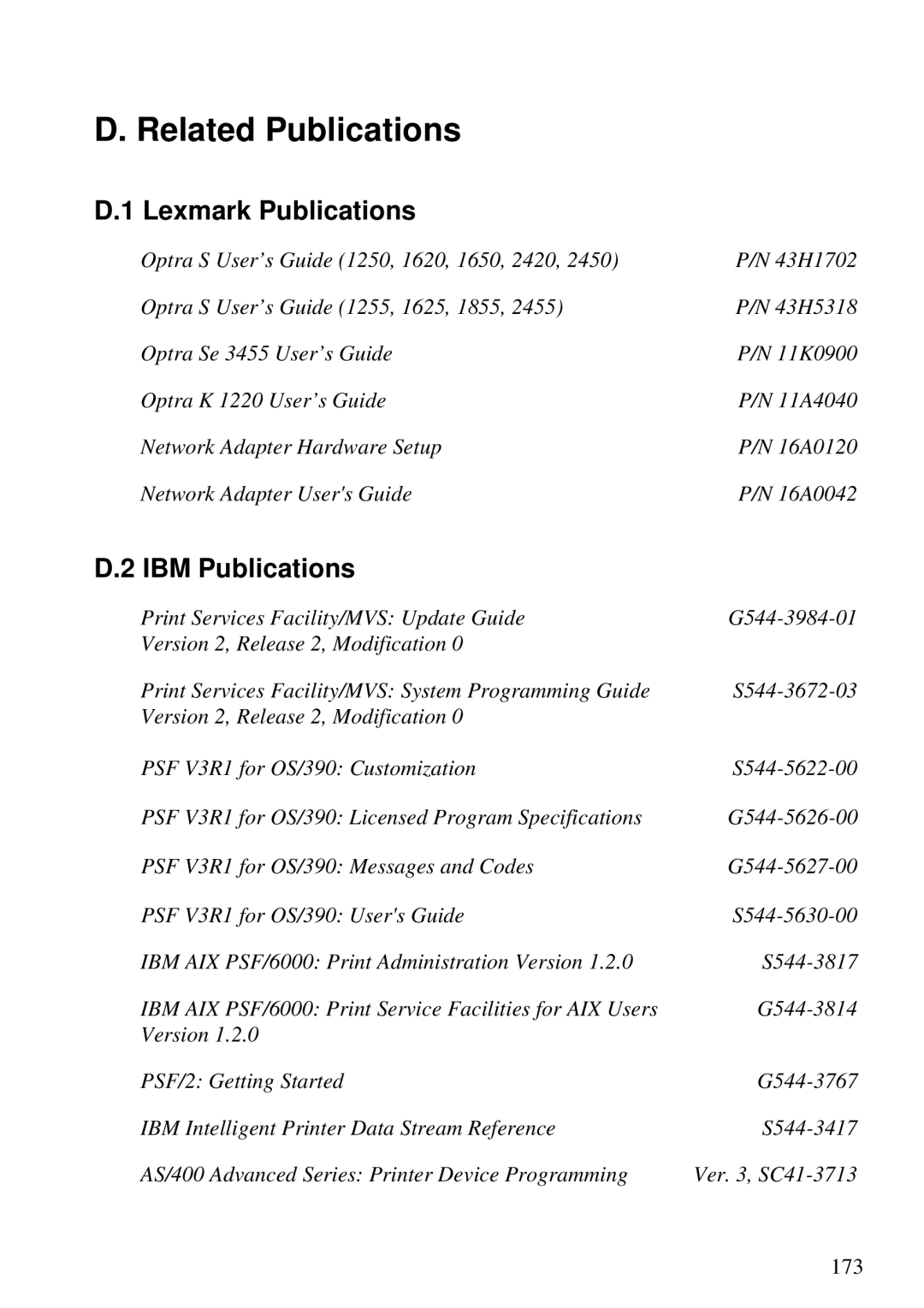 Lexmark 3455 manual Related Publications, Lexmark Publications, IBM Publications 