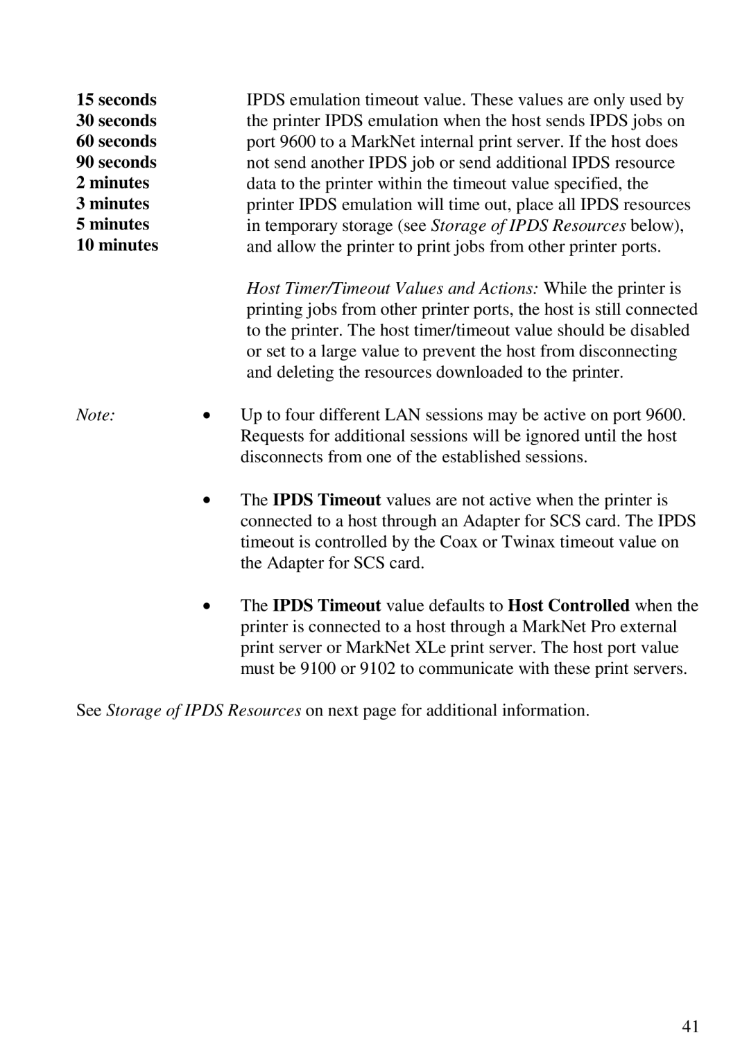 Lexmark 3455 manual Seconds Minutes 