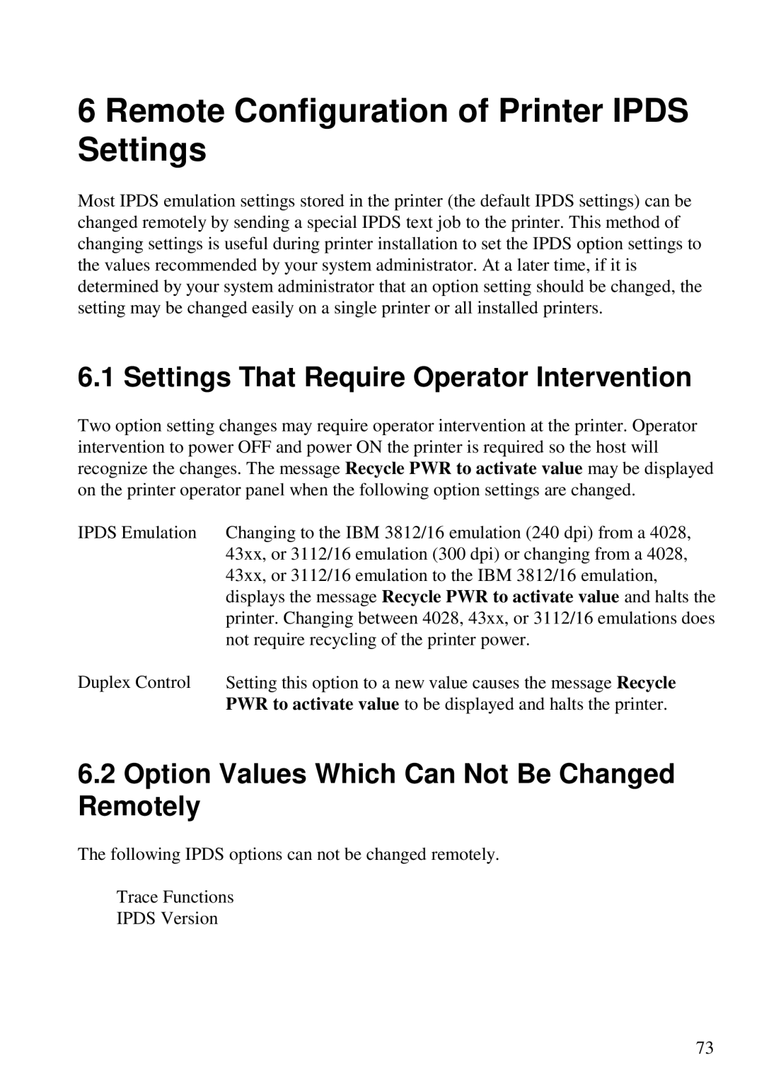 Lexmark 3455 manual Remote Configuration of Printer Ipds Settings, Settings That Require Operator Intervention 