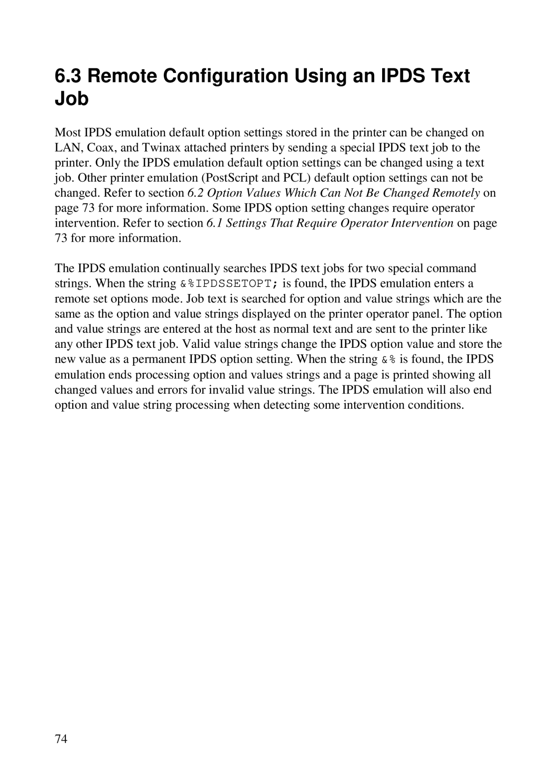 Lexmark 3455 manual Remote Configuration Using an Ipds Text Job 