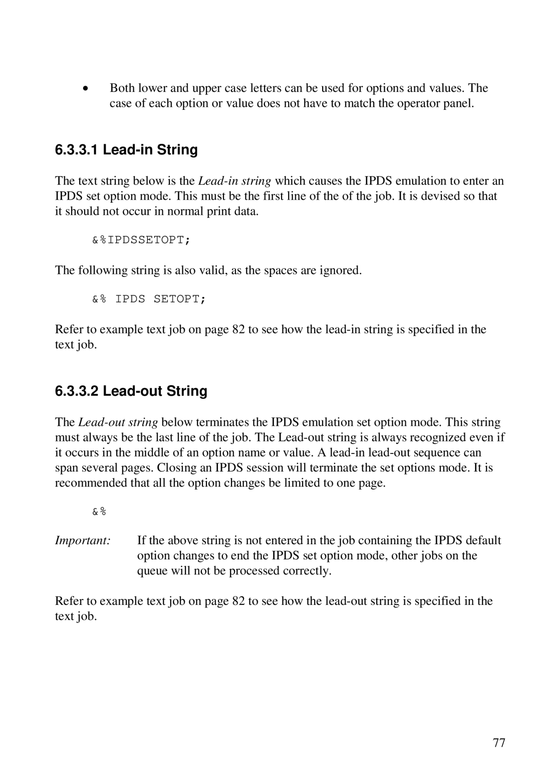 Lexmark 3455 manual Lead-in String, Lead-out String 