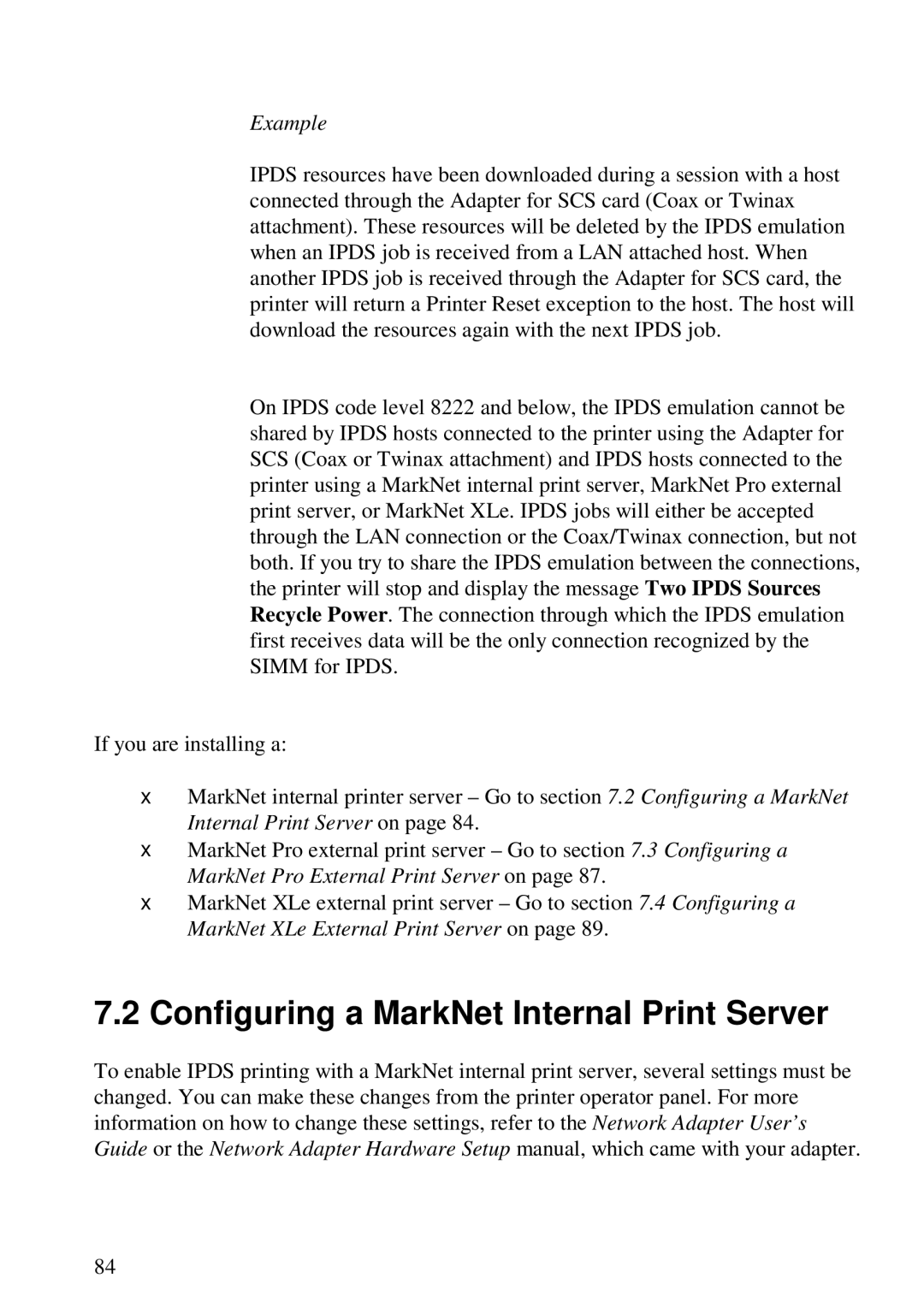 Lexmark 3455 manual Configuring a MarkNet Internal Print Server, MarkNet Pro External Print Server on 