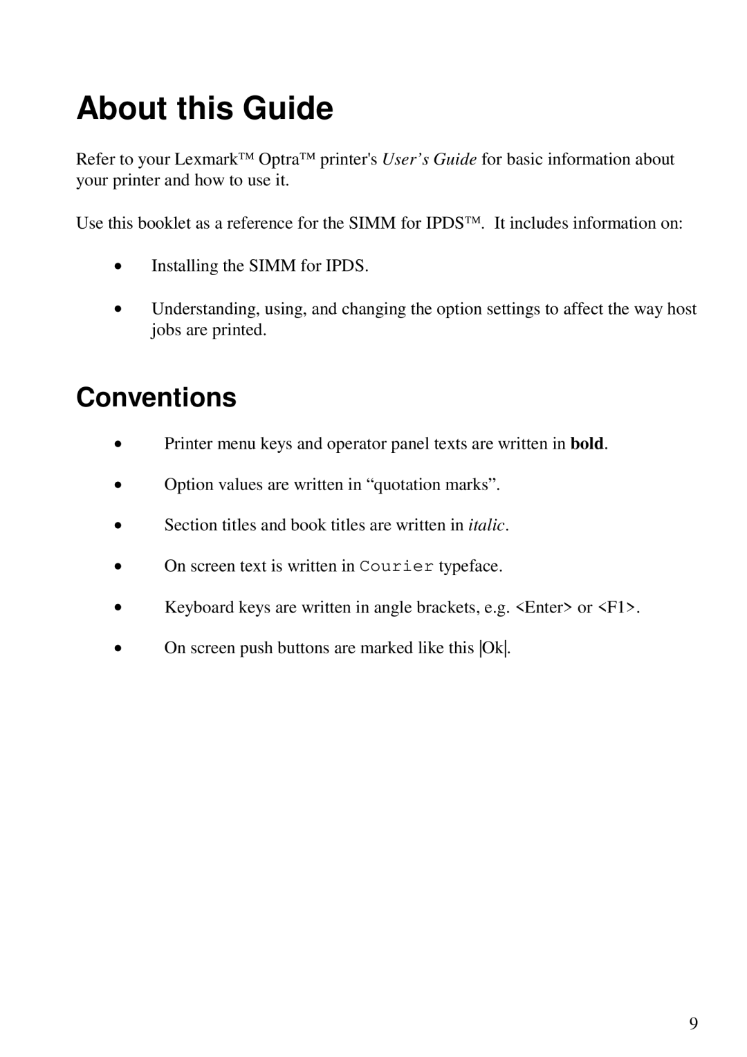 Lexmark 3455 manual About this Guide, Conventions 