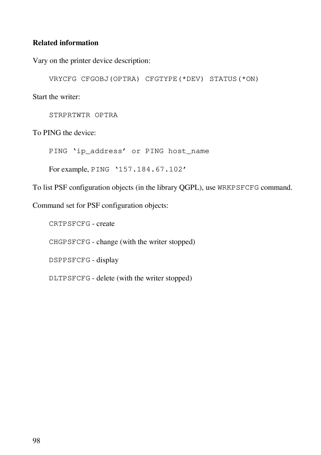 Lexmark 3455 manual Chgpsfcfg change with the writer stopped 