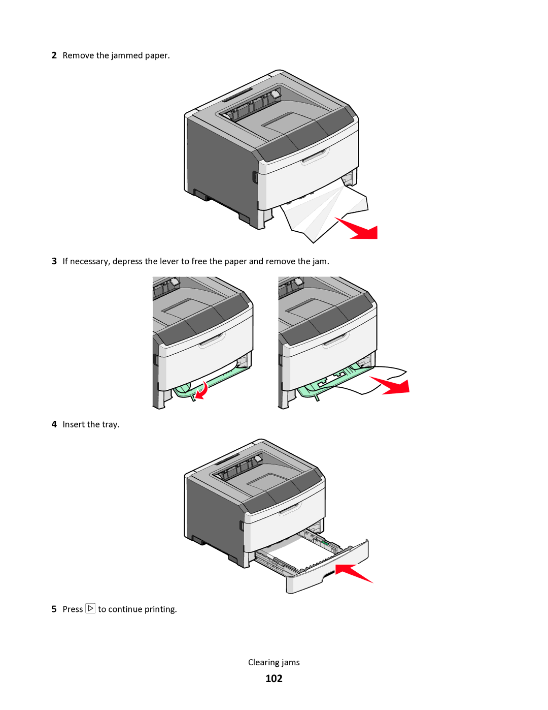 Lexmark 34S0300, 34S0100, 34S0305, 34S5164 manual 102 